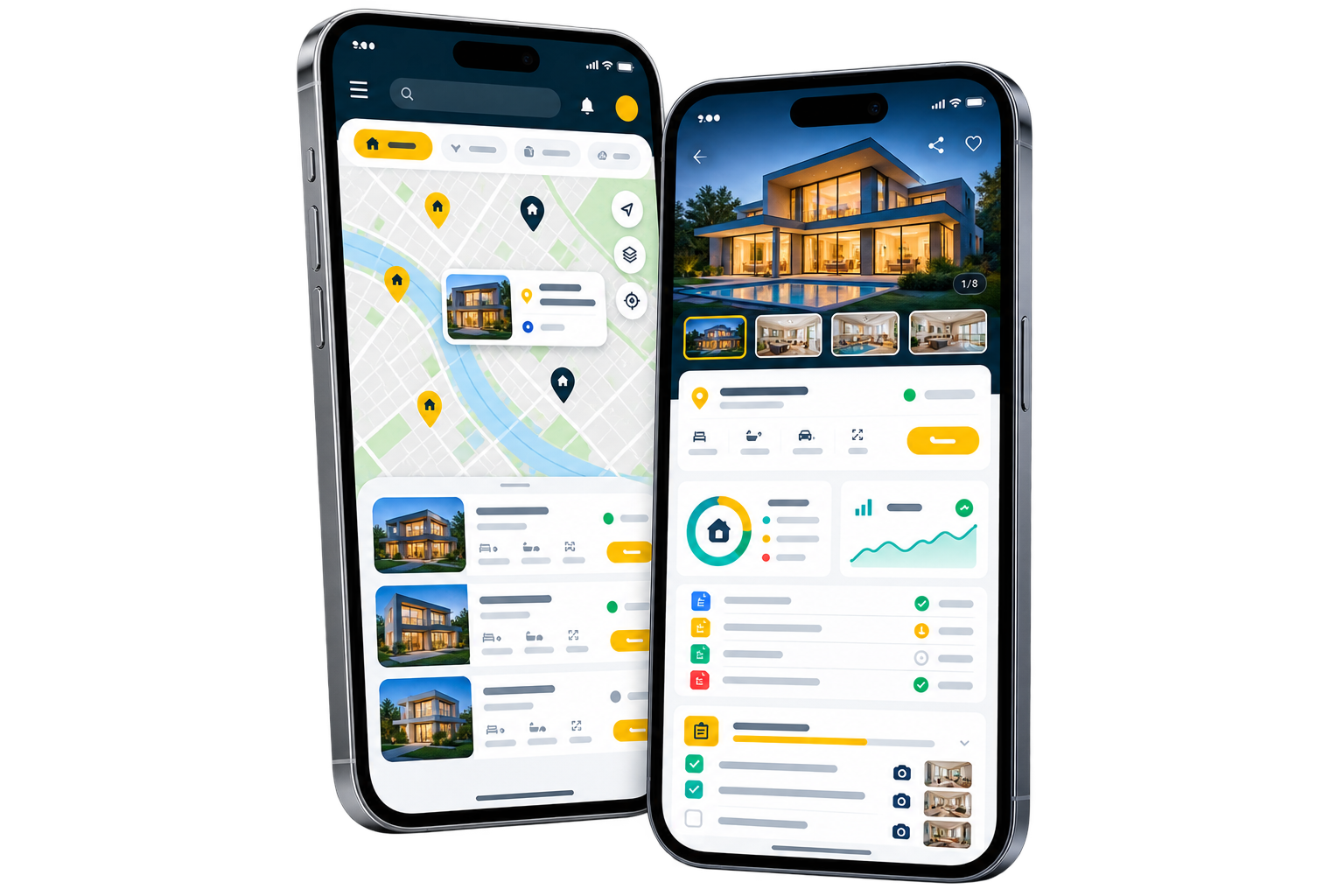 Real estate platform displayed on two smartphones