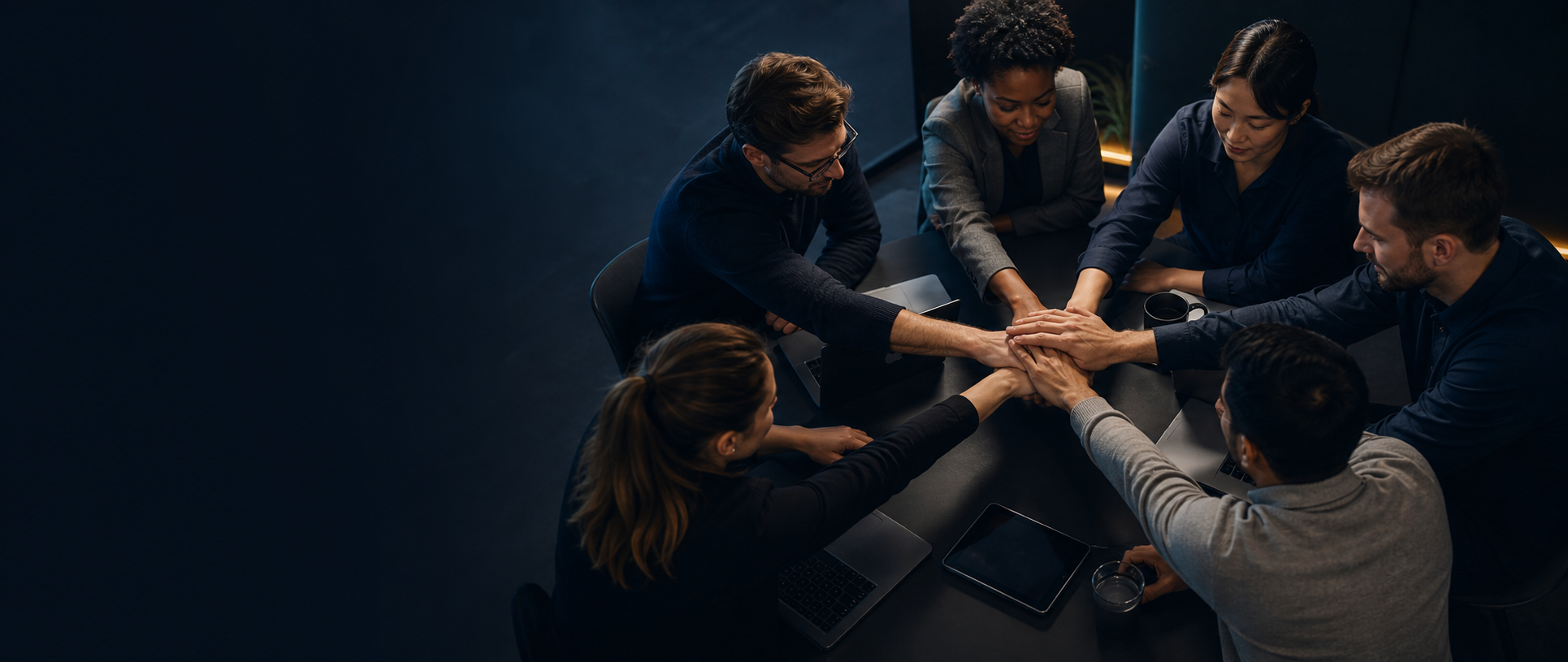 A diverse Zyncle technology team collaborating around a table